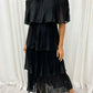 Black Polka Dot Midi Dress Off Shoulder Pleated
