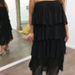 Black Polka Dot Midi Dress Off Shoulder Pleated