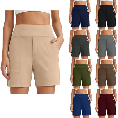 Women's High-Waisted Athletic Bermuda Shorts with Pockets – Running, Yoga, Summer Casual Activewear（Buy 2 Free Shipping）