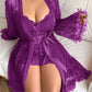 Plus size Lace Cami Nightgown & Floral Lace Trim Wide Sleeve Sheer Robe
