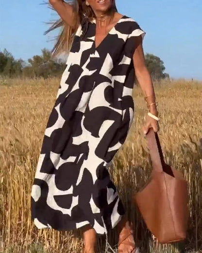 🌷Last Day Promotion 49% OFF - 👗V-Neck Floral A-line Maxi Print Dress