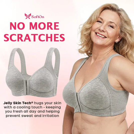 👙 50% OFF NOW! 💪 Adjustable Front Closure Push-Up Bra – Wire-Free, Seamless & Side Support – 4PCS Set for Daily Wear ✨