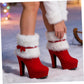 Plus Size Women Christmas Boots Heels Ankle Boots