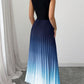 ⏳LAST DAY SALE 50% OFF💕 Ombre Pleated Sleeveless Mock Neck Maxi Dress