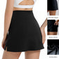 🔥 ☁️Women's Solid Color Leopard Stretch High Waist Straight Slit Mini Sports Skirt Short Skirt Breathable Anti-See-through Stretch Pencil Mini Skirt whith shorts Casual Skin Friendly🏃‍♀️