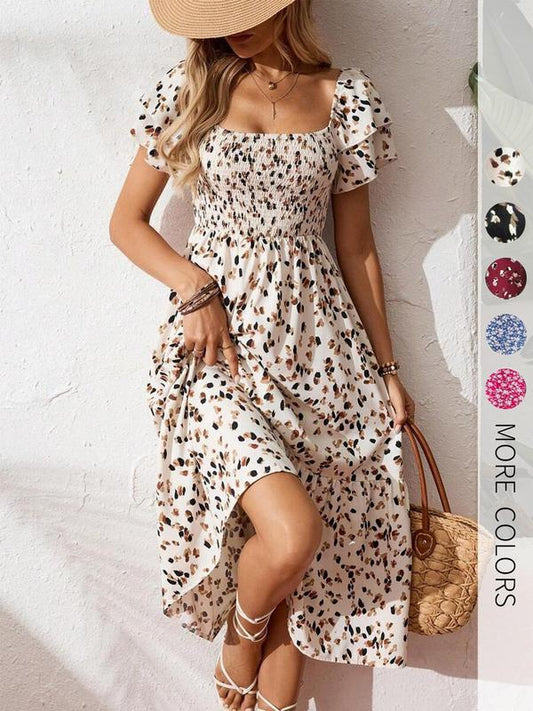 🤩2026 Summer Hot Sale 50% OFF!💖Romantic Square Neck Floral Midi Dress