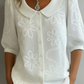 Vintage Peter Pan Collar Embroidered Floral Shirt