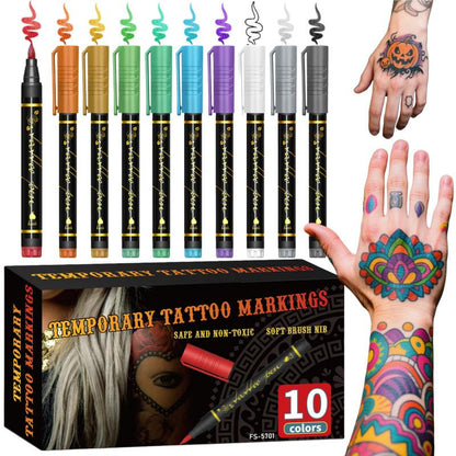 🌈⏳LAST DAY SALE 50% OFF🎨Temporary Tattoo Markers for Skin👍✨Perfect For Unique Body Art🔥