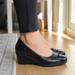 Wide Round Toe Comfort Wedge Pumps