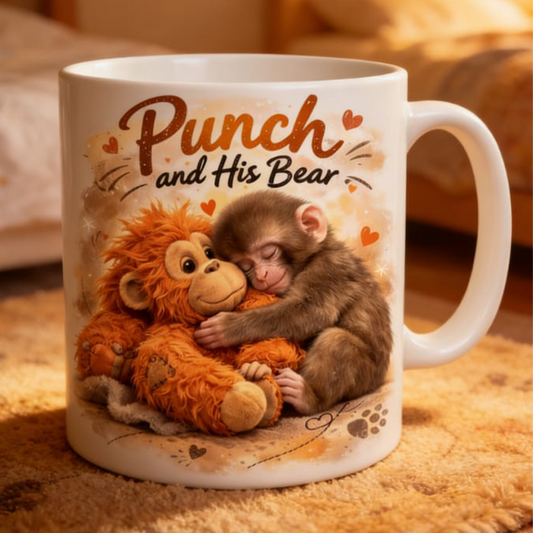 🔥Hot Sale 49% OFF🔥"Punch and His Bear" Cute Monkey Ceramic Mug