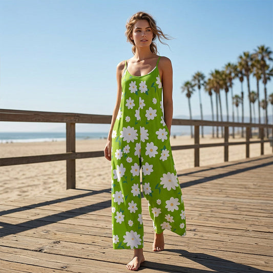 📢Summer Hot Sale - ONLY ￡14.99!! ⏰Women's Floral Print Wide Leg Jumpsuit