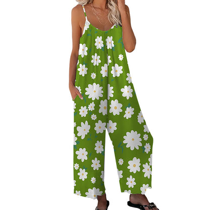 📢Summer Hot Sale - ONLY ￡14.99!! ⏰Women's Floral Print Wide Leg Jumpsuit
