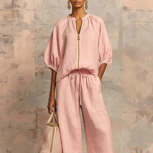 🔥 Hot sale 35% OFF🔥Women's Solid Color 2-Piece Casual Tracksuit Set