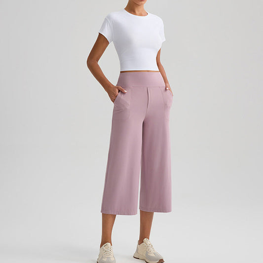 Women's High-Waist Wide-Leg Capri Pants