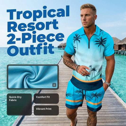 ✨ Men's Tropical Resort 2-Piece Outfit - Summer Vacation Essential ✨