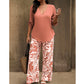 📢📢50% OFF !! ⏰Women's V-Neck Blouse & Wide-Leg Trousers Set with Printed Co-Ord Style