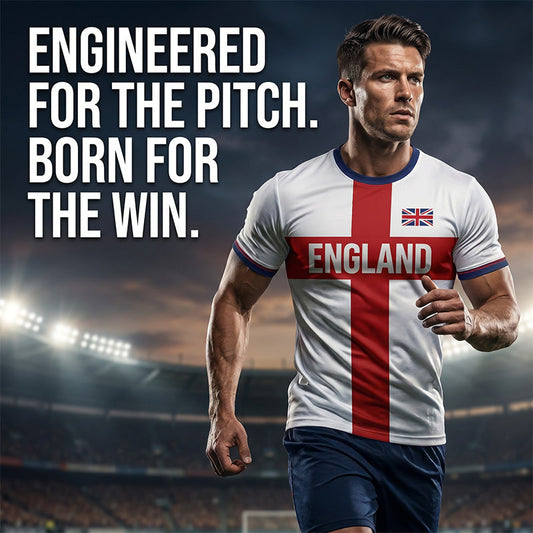 ⚽️40% OFF Unisex England Football Tee – Red Cross & Flag Graphic, Athletic Fit, Breathable for World Cup 2026 🏆⚽