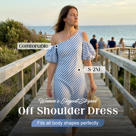 Women's Elegant Striped Off Shoulder Dress