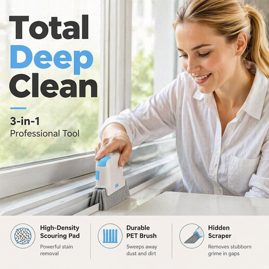 📢Buy 1 Get Free 1 !! ⏰ 🧹3-in-1 Window Track Cleaning Tool with Scrubbing Pad