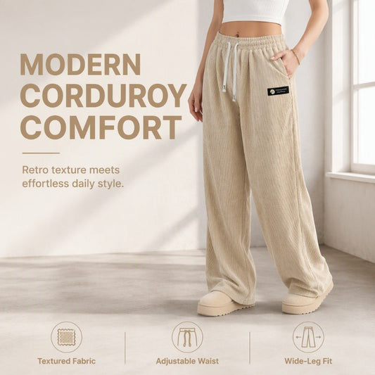 Women’s Corduroy High- Waisted Wide-Leg Pants